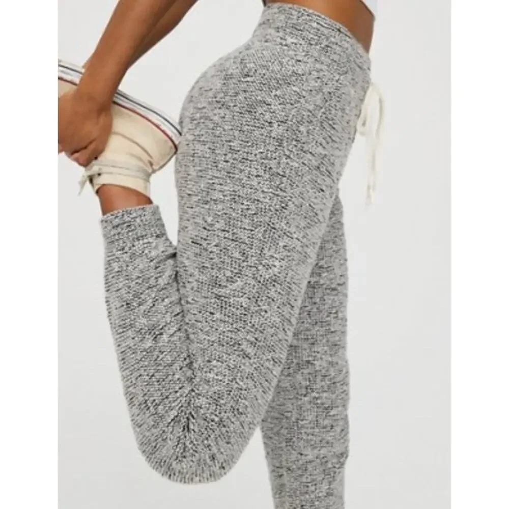 Aerie OFFLINE Womens Snowday Jogger Pants XL Black Knit Drawstring Lounge Cozy - Picture 10 of 10